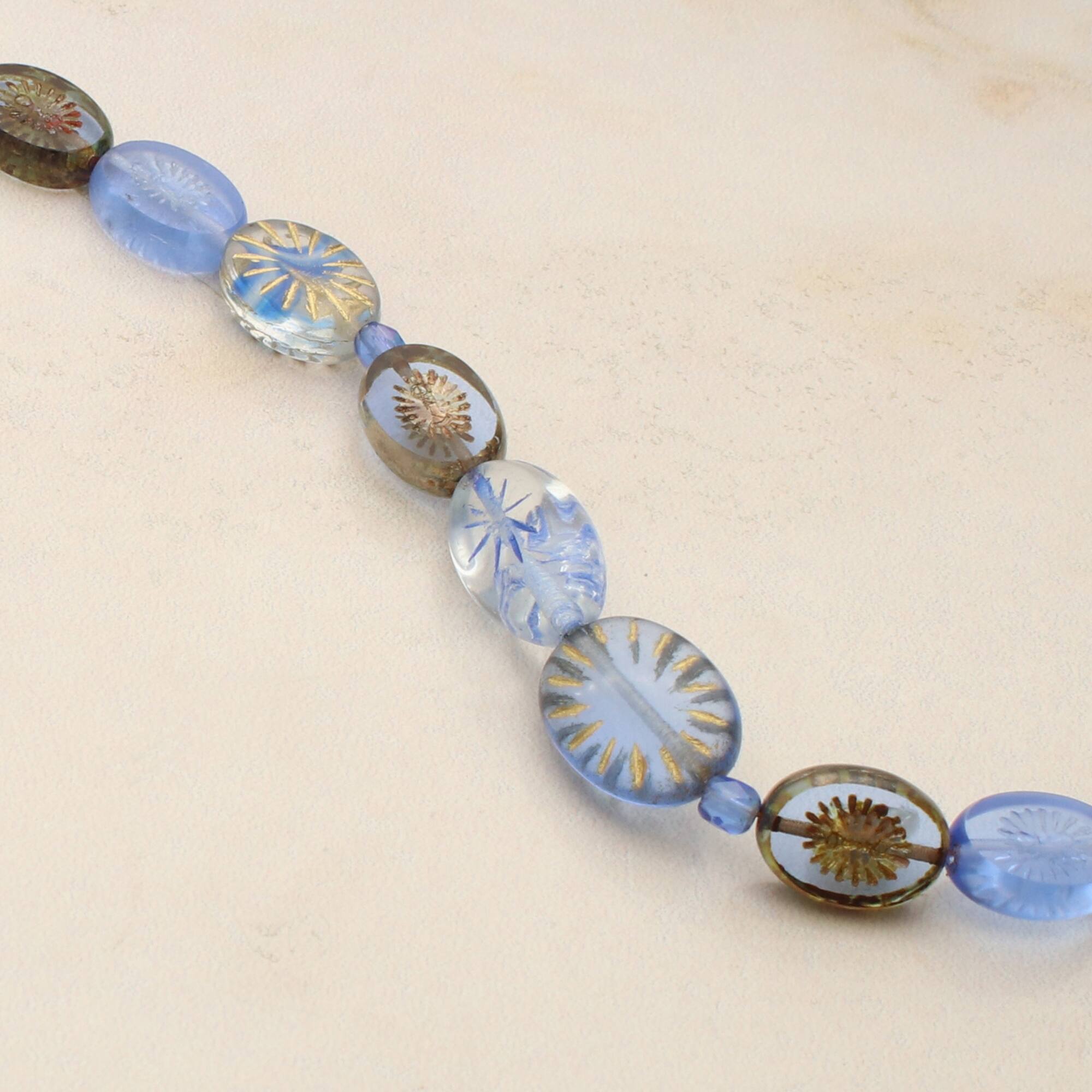 Beam Blue Czech Glass Oval Bead Mix by Bead Landing™